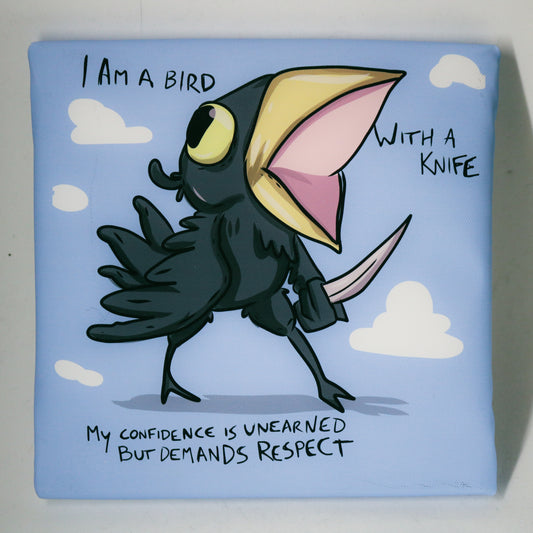 I am a Bird with a Knife || Small Canvas Print