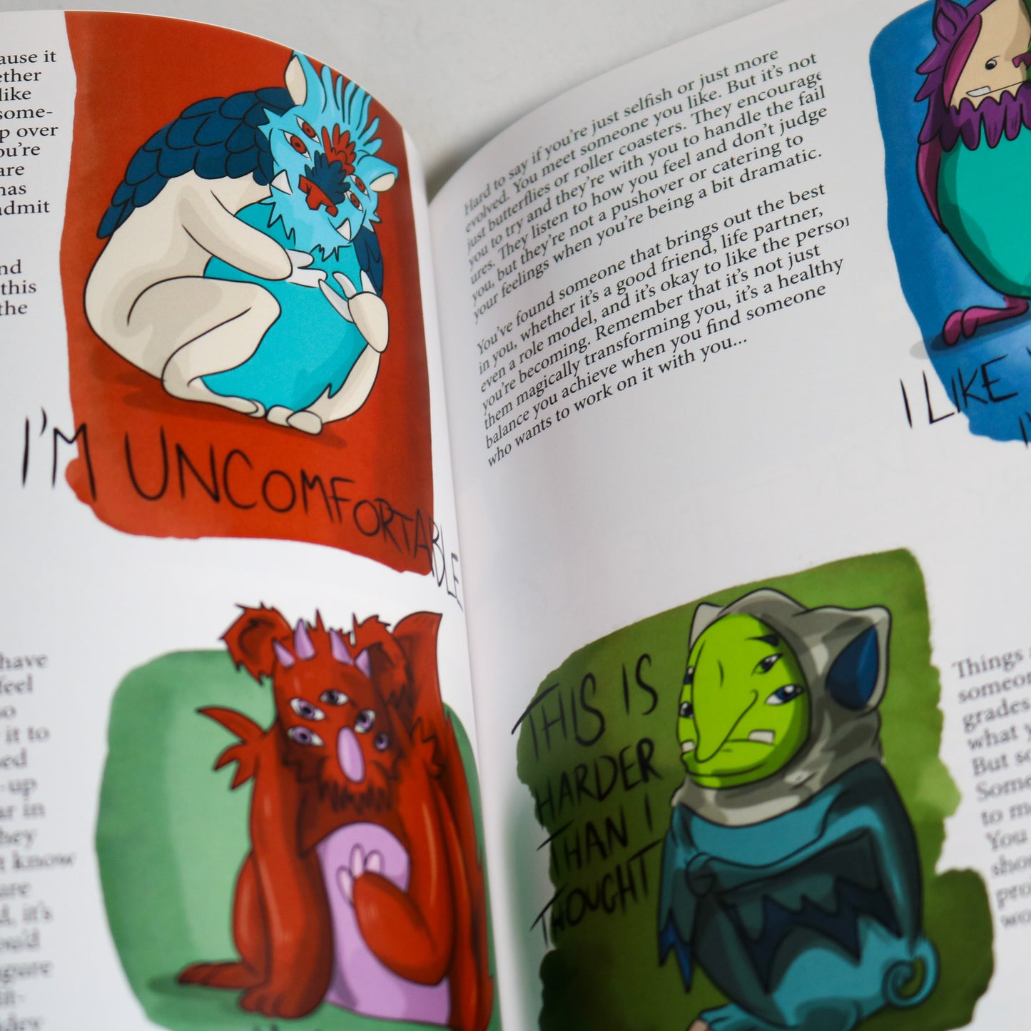 Interior pages of the Honest Monsters book